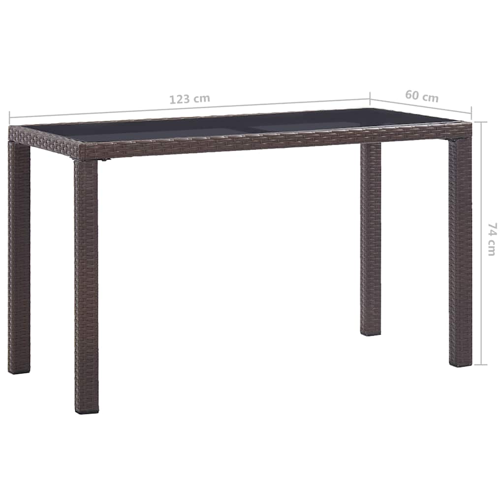 Barna polyrattan kerti asztal 123 x 60 x 74 cm 5