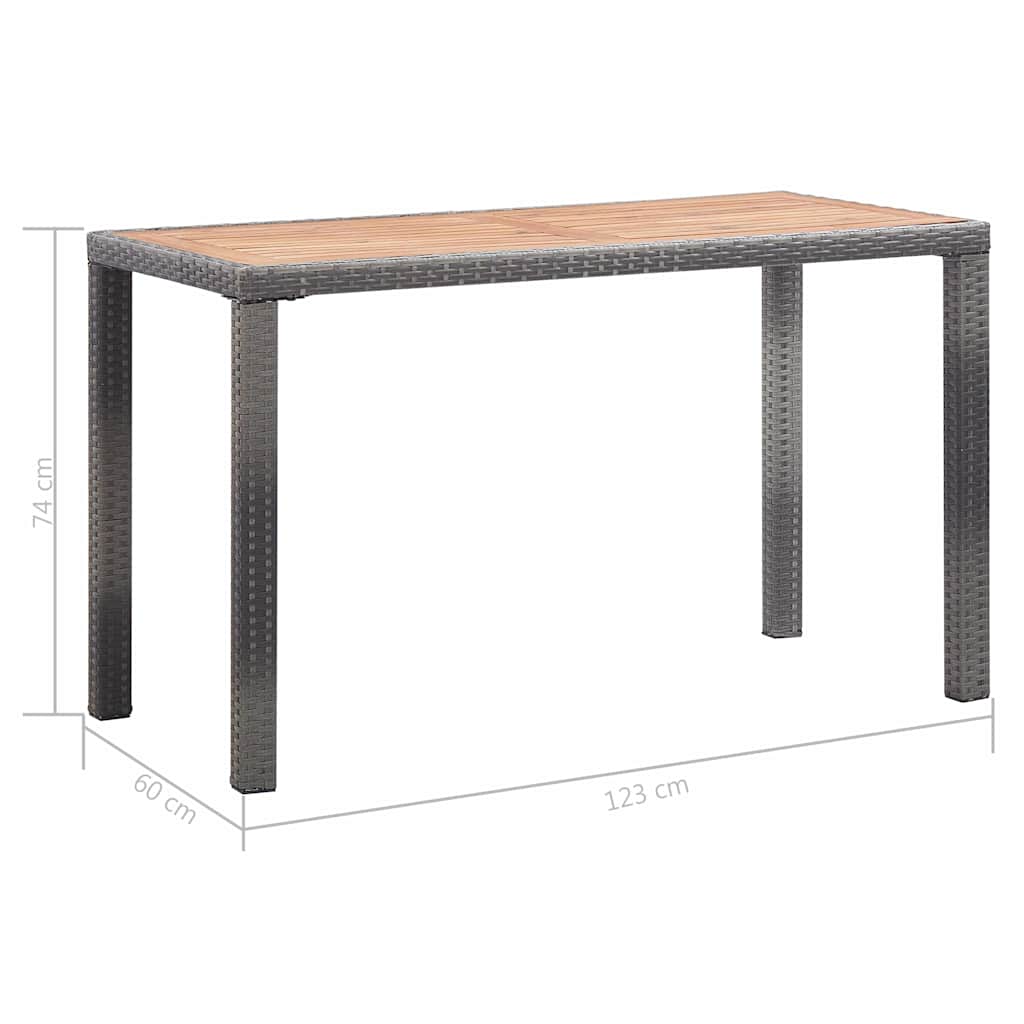 Antracitszürke és barna akácfa kerti asztal 123 x 60 x 74 cm 6