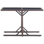 Barna polyrattan és üveglapos kerti asztal 110 x 53 x 72 cm 2