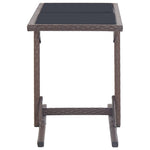 Barna polyrattan és üveglapos kerti asztal 110 x 53 x 72 cm 3