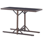Barna polyrattan és üveglapos kerti asztal 110 x 53 x 72 cm 4