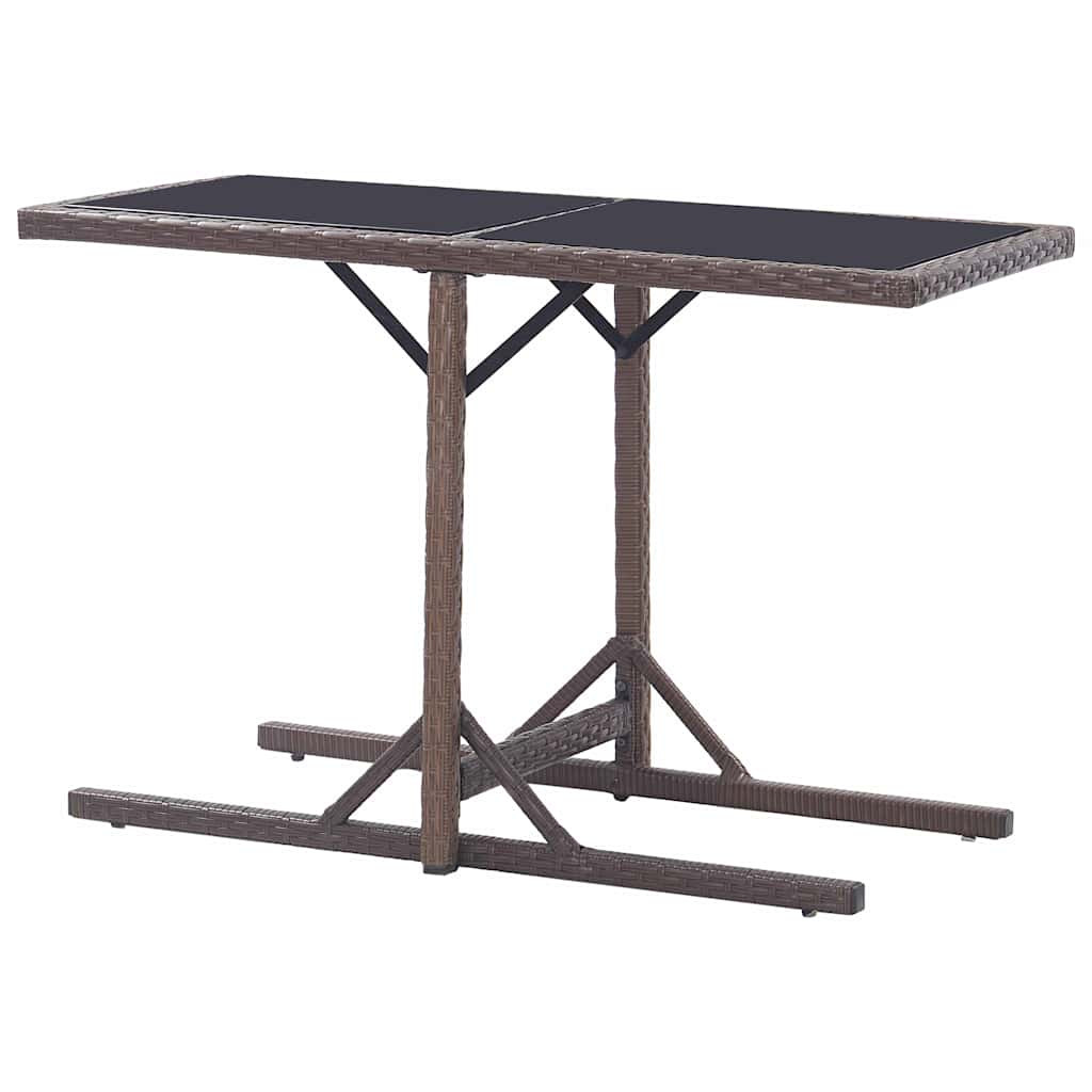 Barna polyrattan és üveglapos kerti asztal 110 x 53 x 72 cm 4