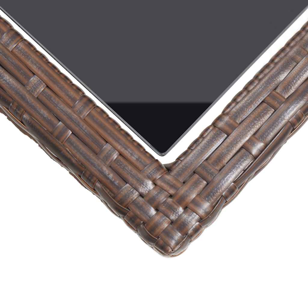 Barna polyrattan és üveglapos kerti asztal 110 x 53 x 72 cm 5