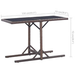 Barna polyrattan és üveglapos kerti asztal 110 x 53 x 72 cm 6