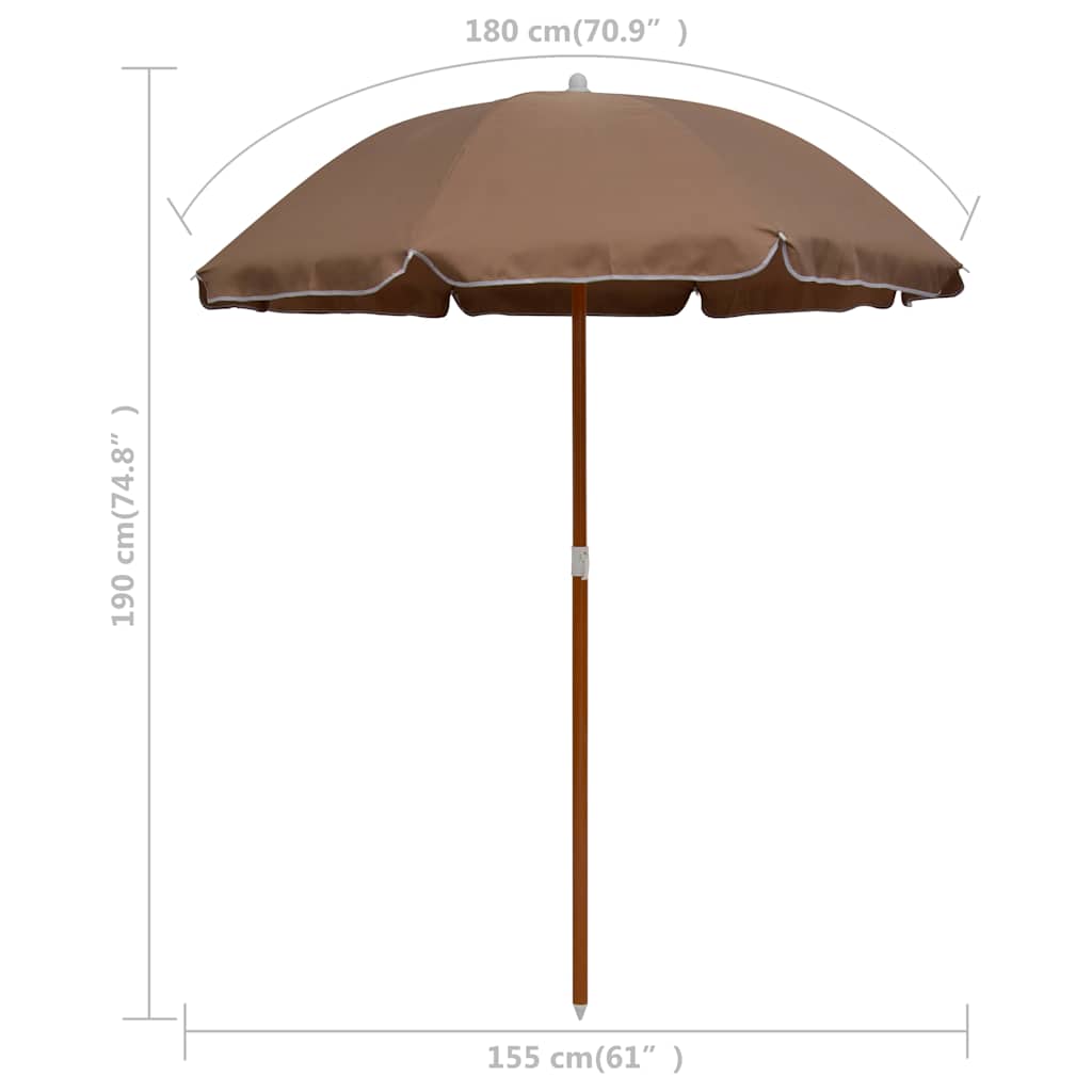 Tópszínű napernyő acélrúddal 180 cm 5