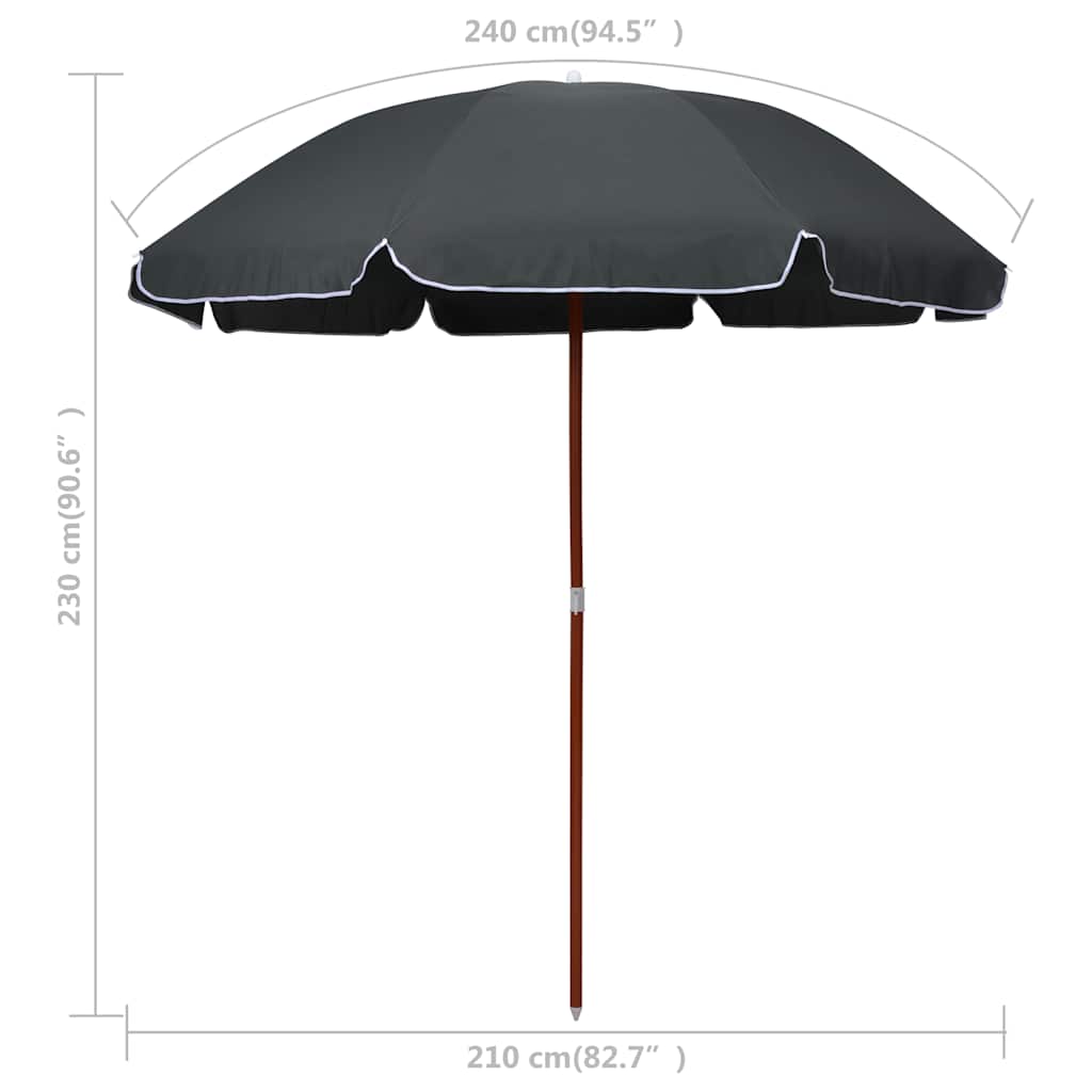 Antracitszürke napernyő acélrúddal 240 cm 5