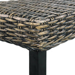 Fekete természetes kubu rattan és tömör mahagóni fa pad 110 cm 4