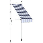 Kék-fehér csíkos kézzel feltekerhető napellenző 100 cm 2