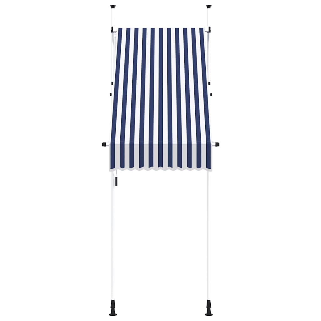 Kék-fehér csíkos kézzel feltekerhető napellenző 100 cm 3