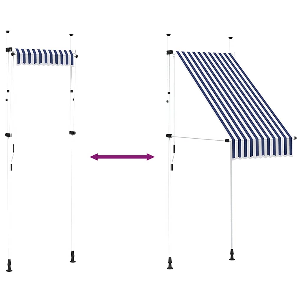 Kék-fehér csíkos kézzel feltekerhető napellenző 100 cm 7