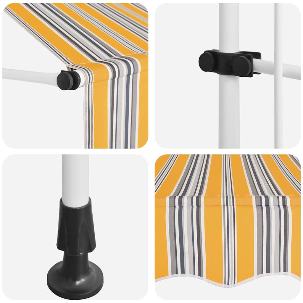 Sárga és kék csíkos kézzel feltekerhető napellenző 100 cm 6