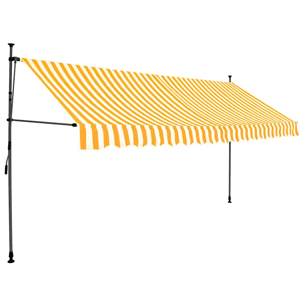 Fehér-narancssárga kézzel kihúzható LED-es napellenző 350 cm 2