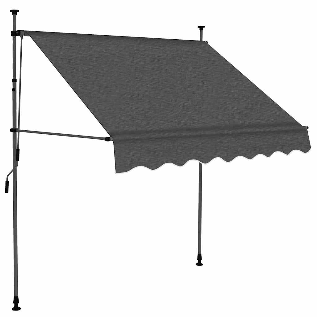 Antracitszürke kézzel feltekerhető LED-es napellenző 100 cm 2