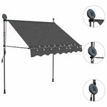 Antracitszürke kézzel feltekerhető LED-es napellenző 100 cm 3