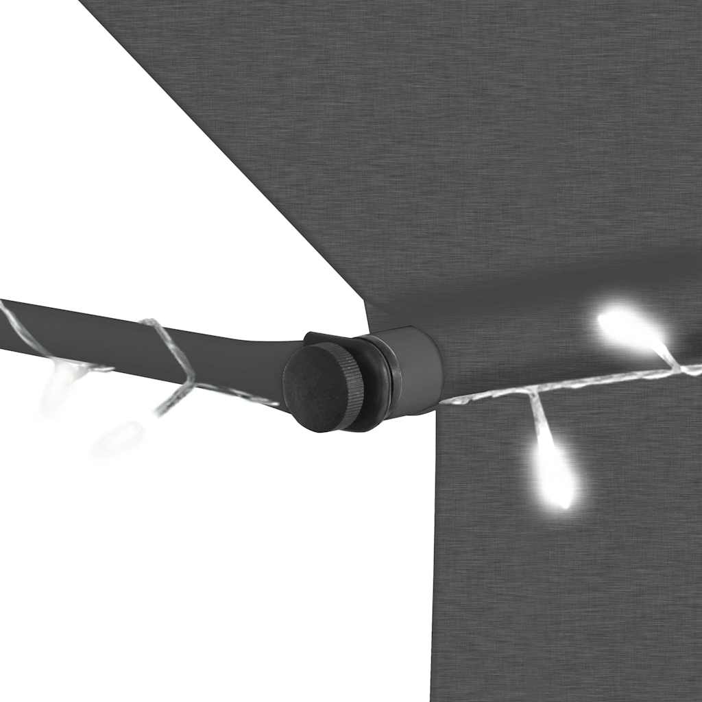 Antracitszürke kézzel feltekerhető LED-es napellenző 100 cm 5