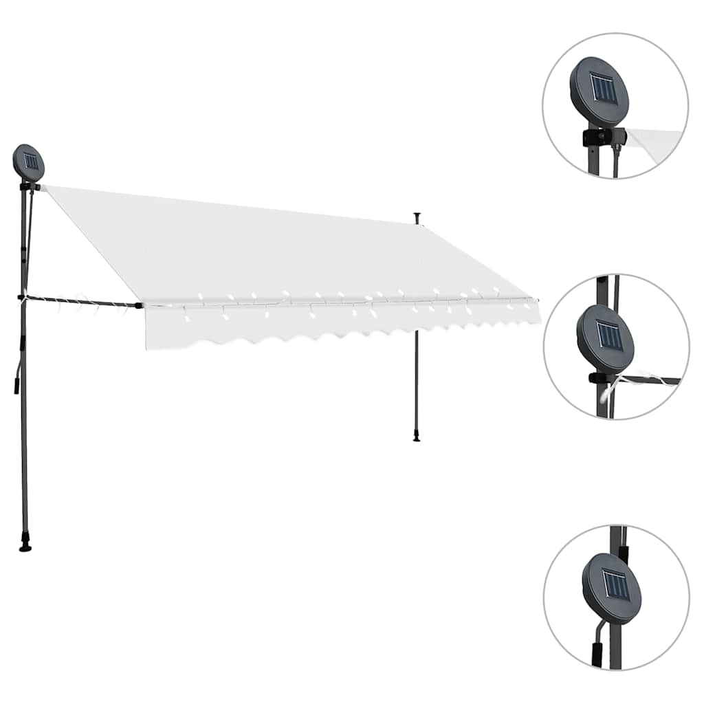 Krémszínű kézzel kihúzható LED-es napellenző 350 cm 3