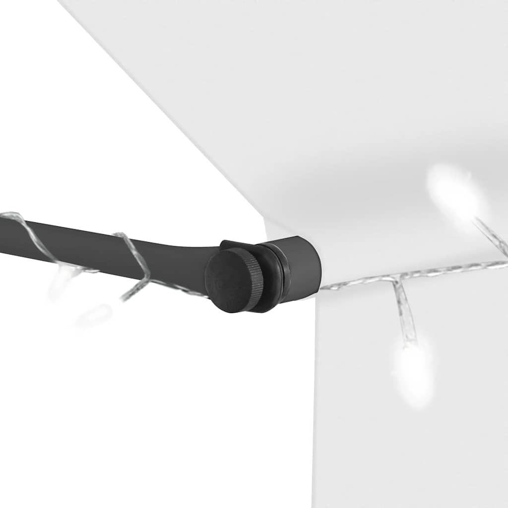 Krémszínű kézzel kihúzható LED-es napellenző 350 cm 5