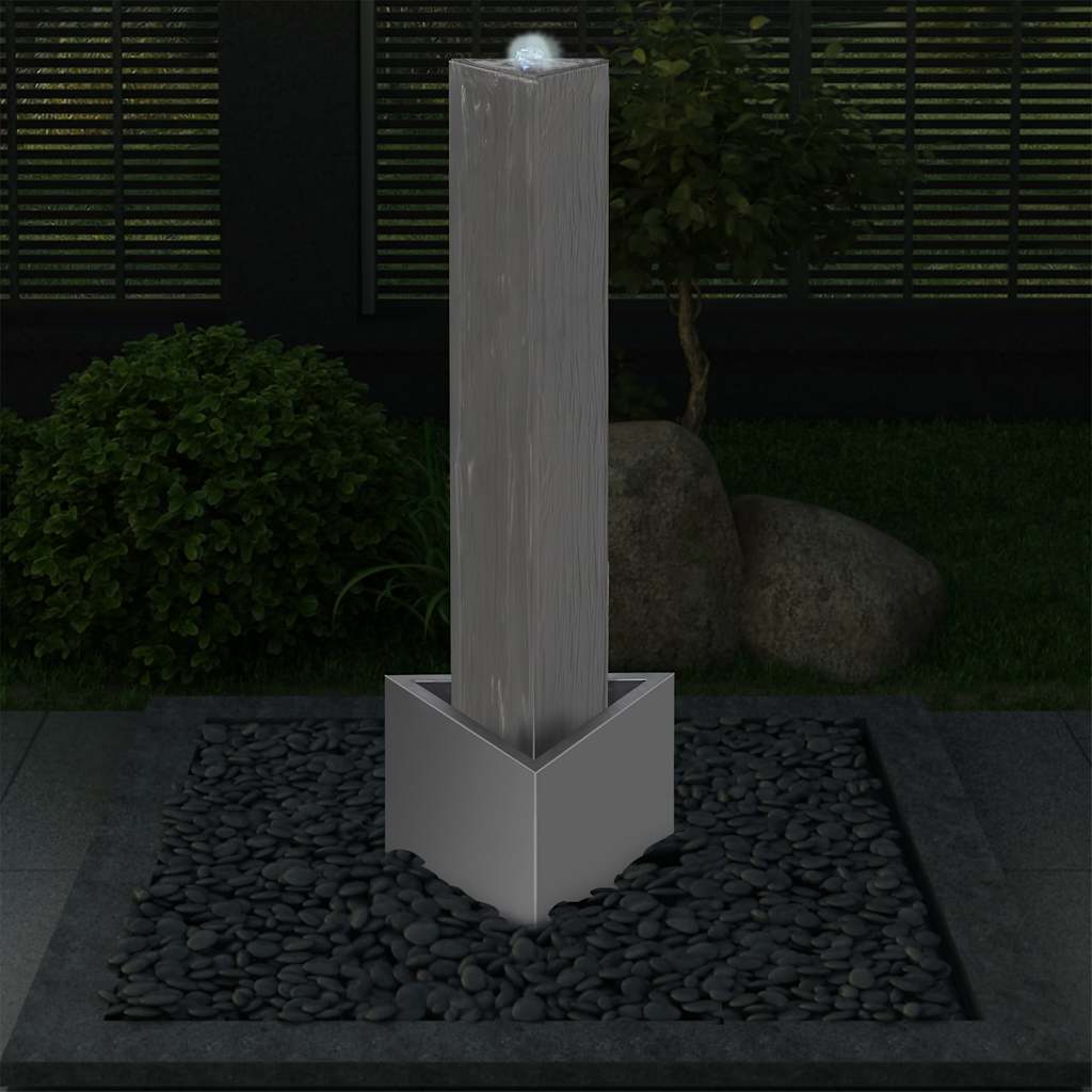 Ezüstszínű rozsdamentes acél kerti szökőkút 37,7x32,6x110 cm 9