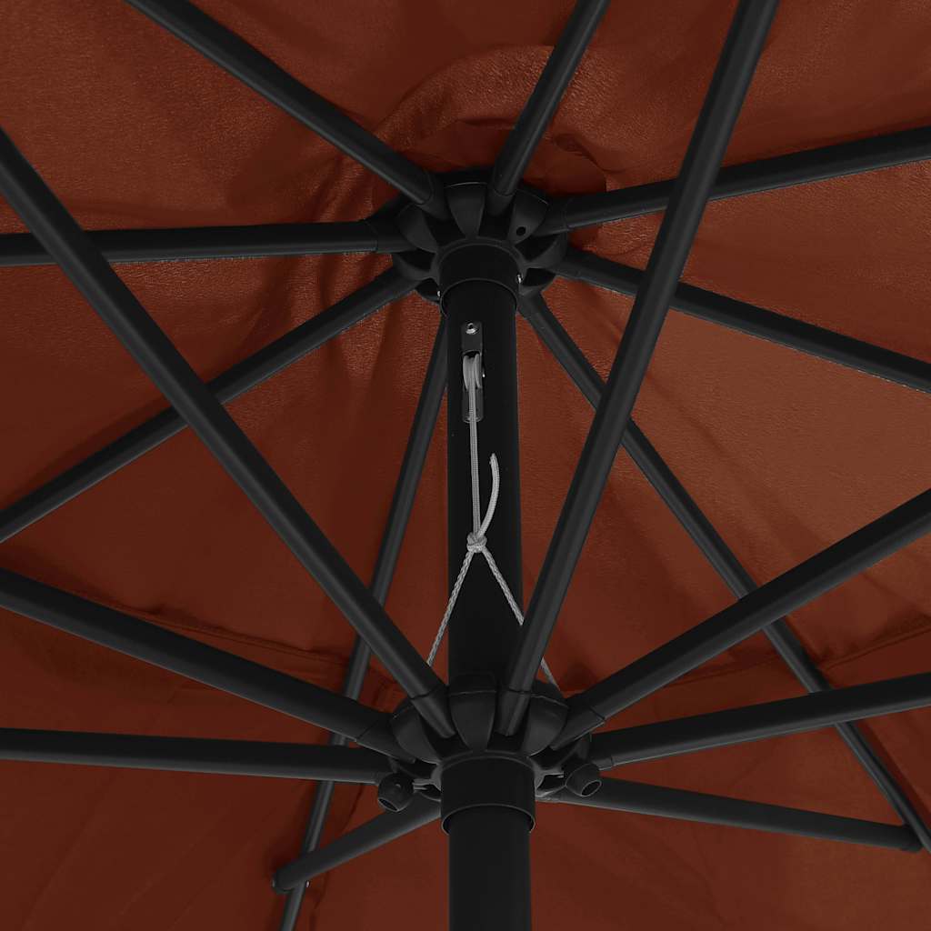 Terrakotta színű kültéri napernyő fémrúddal 390 cm 5
