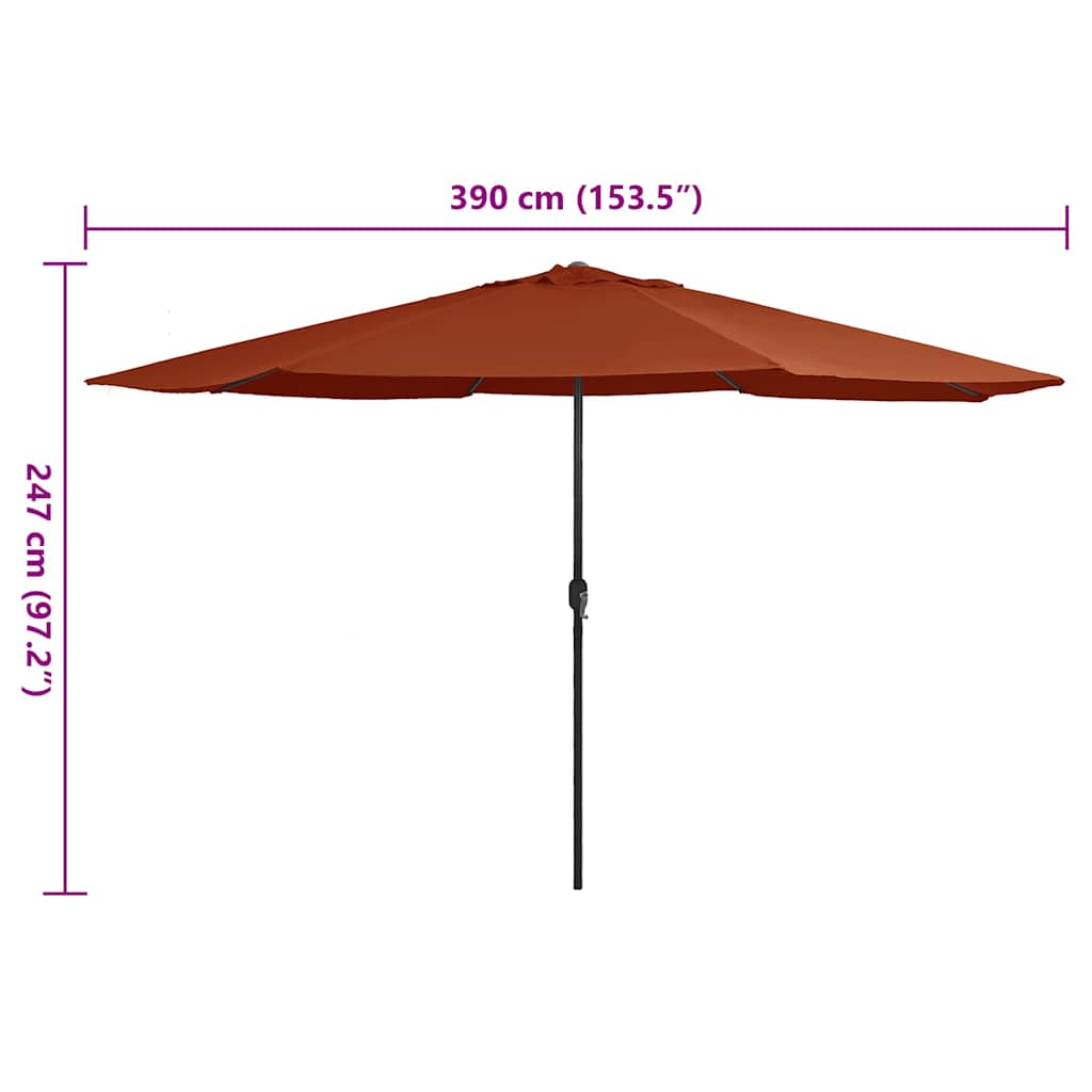 Terrakotta színű kültéri napernyő fémrúddal 390 cm 7