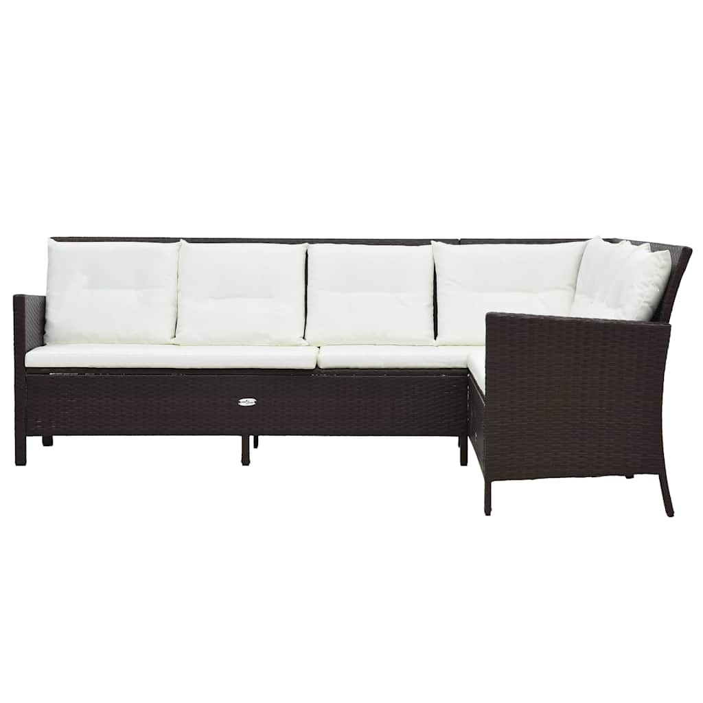 3-részes barna polyrattan kerti bútorgarnitúra párnákkal 3