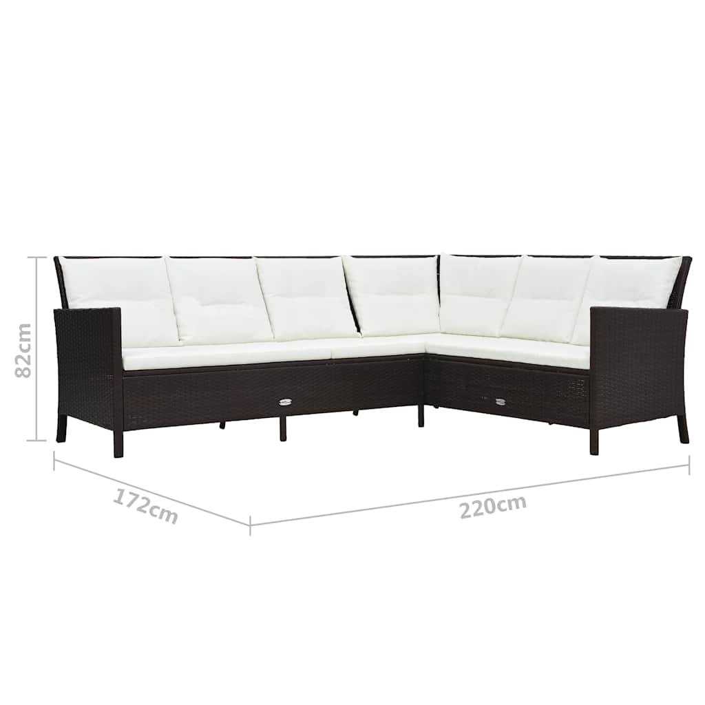3-részes barna polyrattan kerti bútorgarnitúra párnákkal 10