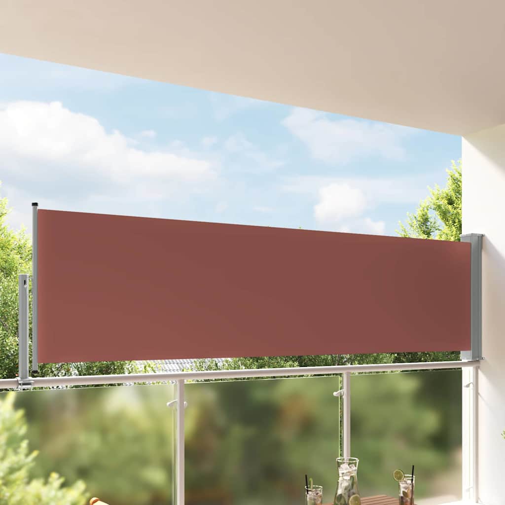 Barna behúzható oldalsó teraszi napellenző 100 x 300 cm