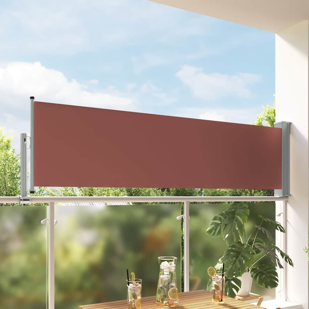 Barna kihúzható oldalsó terasz napellenző 80 x 300 cm