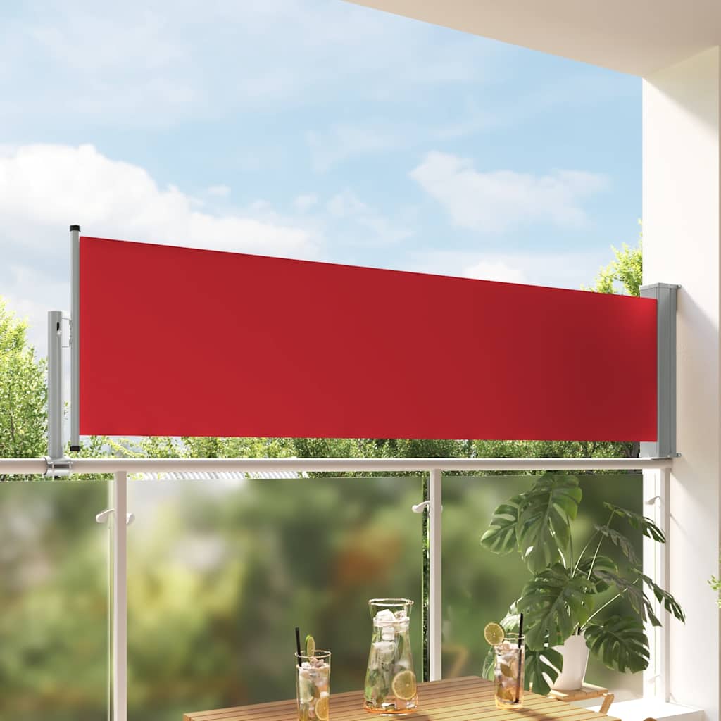 Piros kihúzható oldalsó terasz napellenző 80 x 300 cm