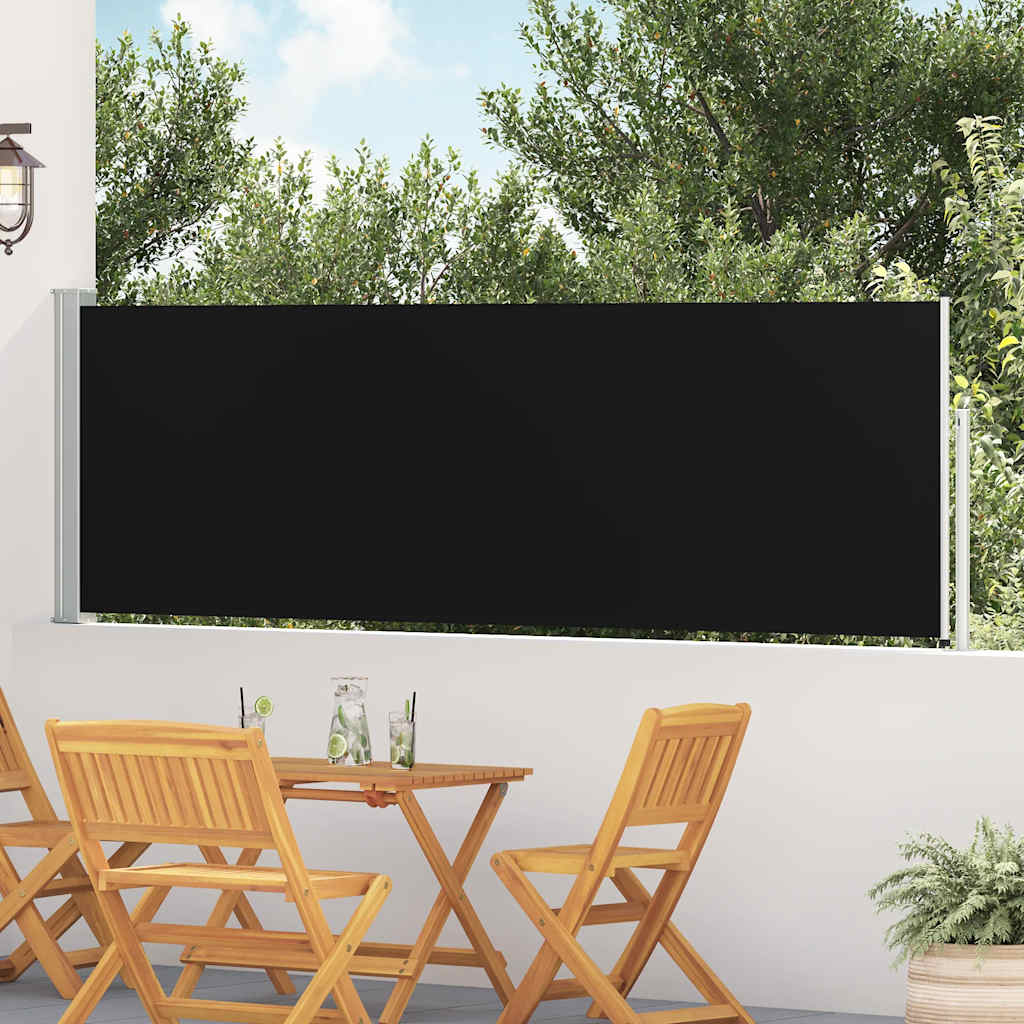Fekete behúzható oldalsó teraszi napellenző 100 x 514 cm