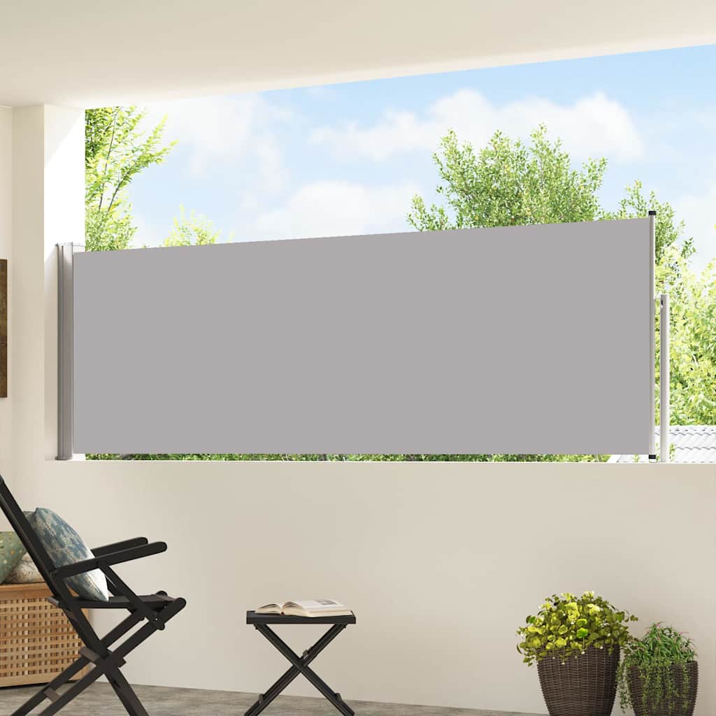 Szürke behúzható oldalsó teraszi napellenző 100 x 500 cm 3