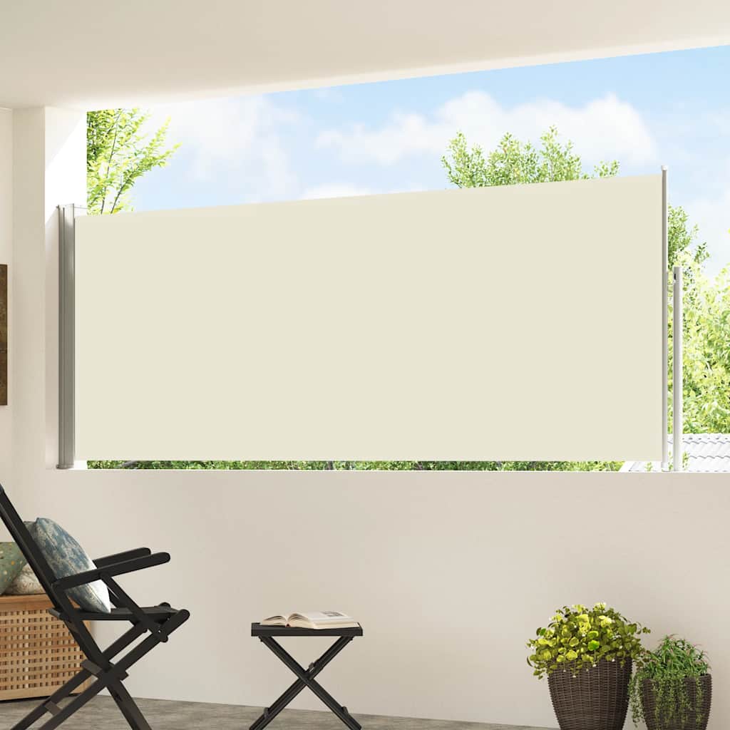 Krémszínű behúzható oldalsó teraszi napellenző 117x514 cm 3