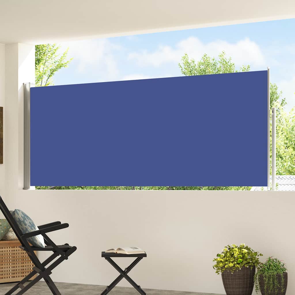 Kék behúzható oldalsó teraszi napellenző 117x514 cm 3