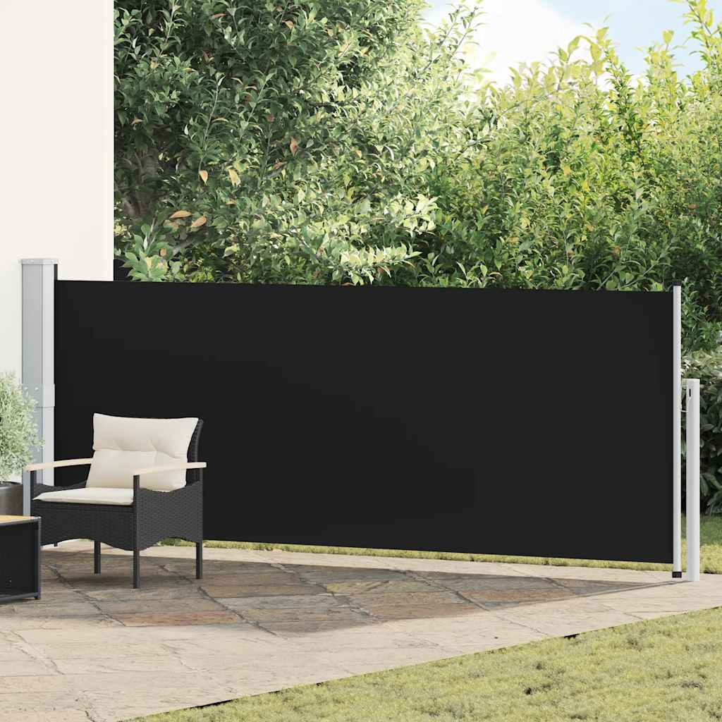 Fekete kihúzható oldalsó teraszi napellenző 140 x 514 cm