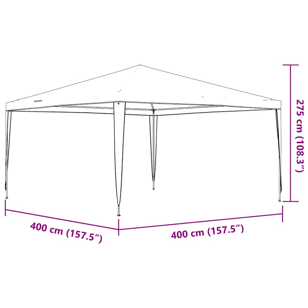 Antracitszürke rendezvénysátor 4 x 4 m 90 g/m² 8