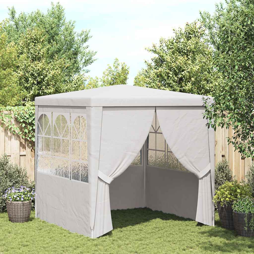 Fehér rendezvénysátor oldalfalakkal 2,5 x 2,5 m 90 g/m²
