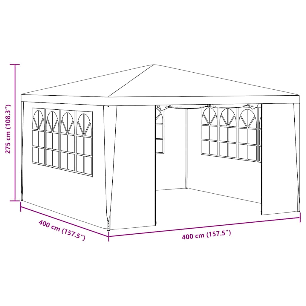 Kék rendezvénysátor oldalfalakkal 4 x 4 m 90 g/m² 10