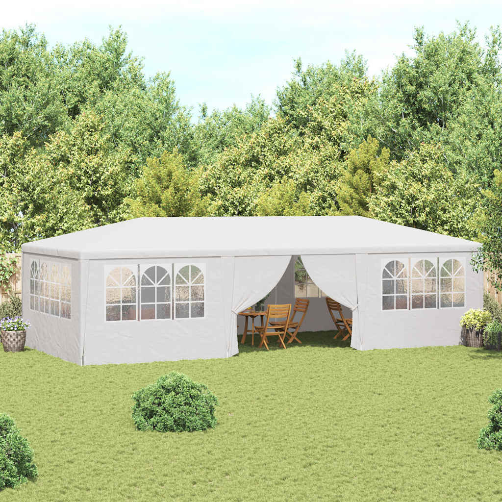 Fehér rendezvénysátor oldalfalakkal 4 x 9 m 90 g/m²