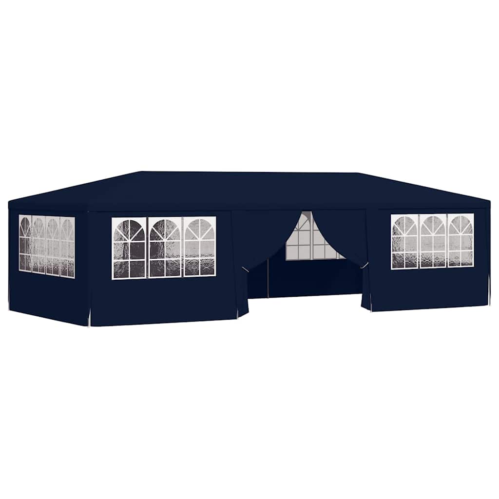 Kék rendezvénysátor oldalfalakkal 4 x 9 m 90 g/m² 2