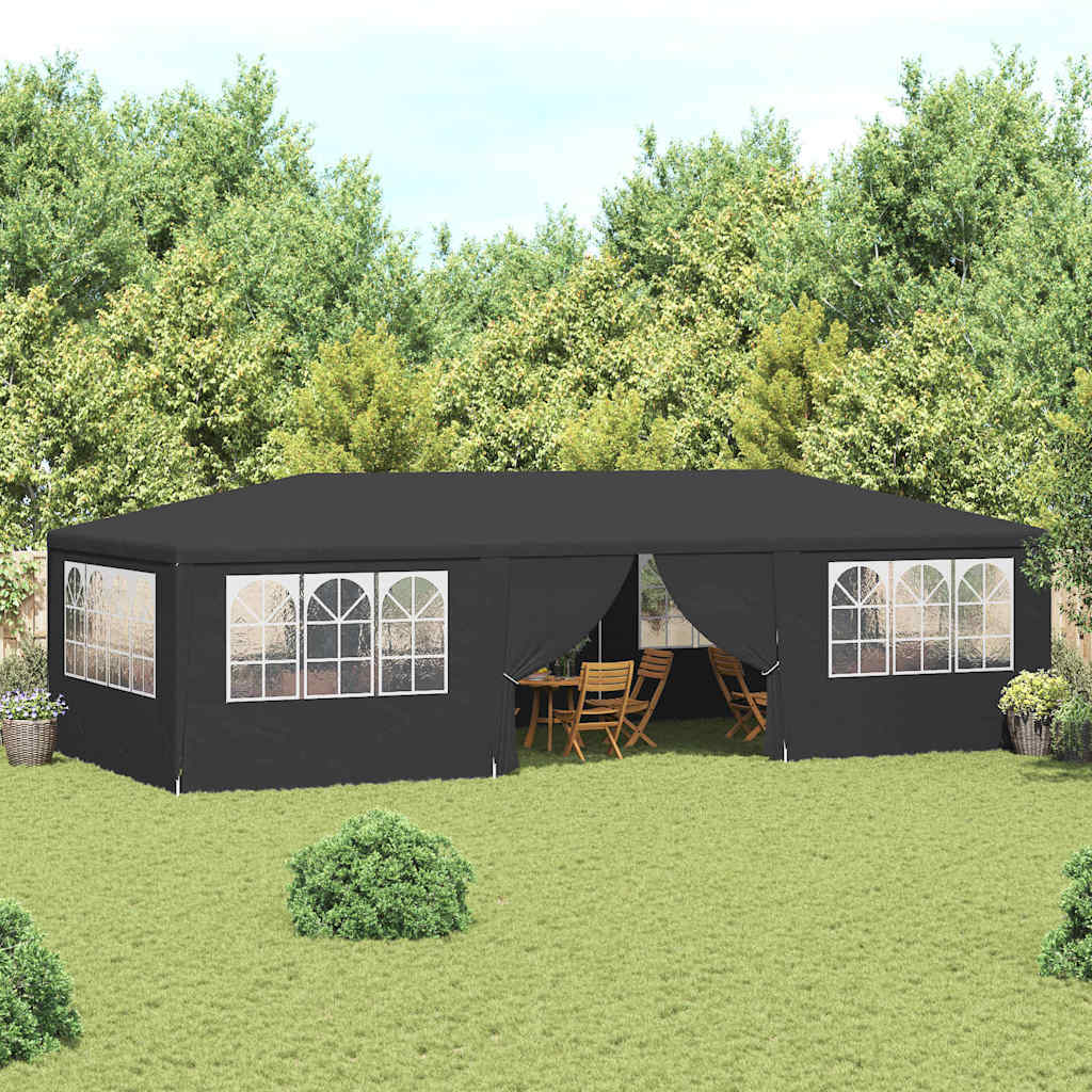 Antracitszürke rendezvénysátor oldalfalakkal 4 x 9 m 90 g/m²