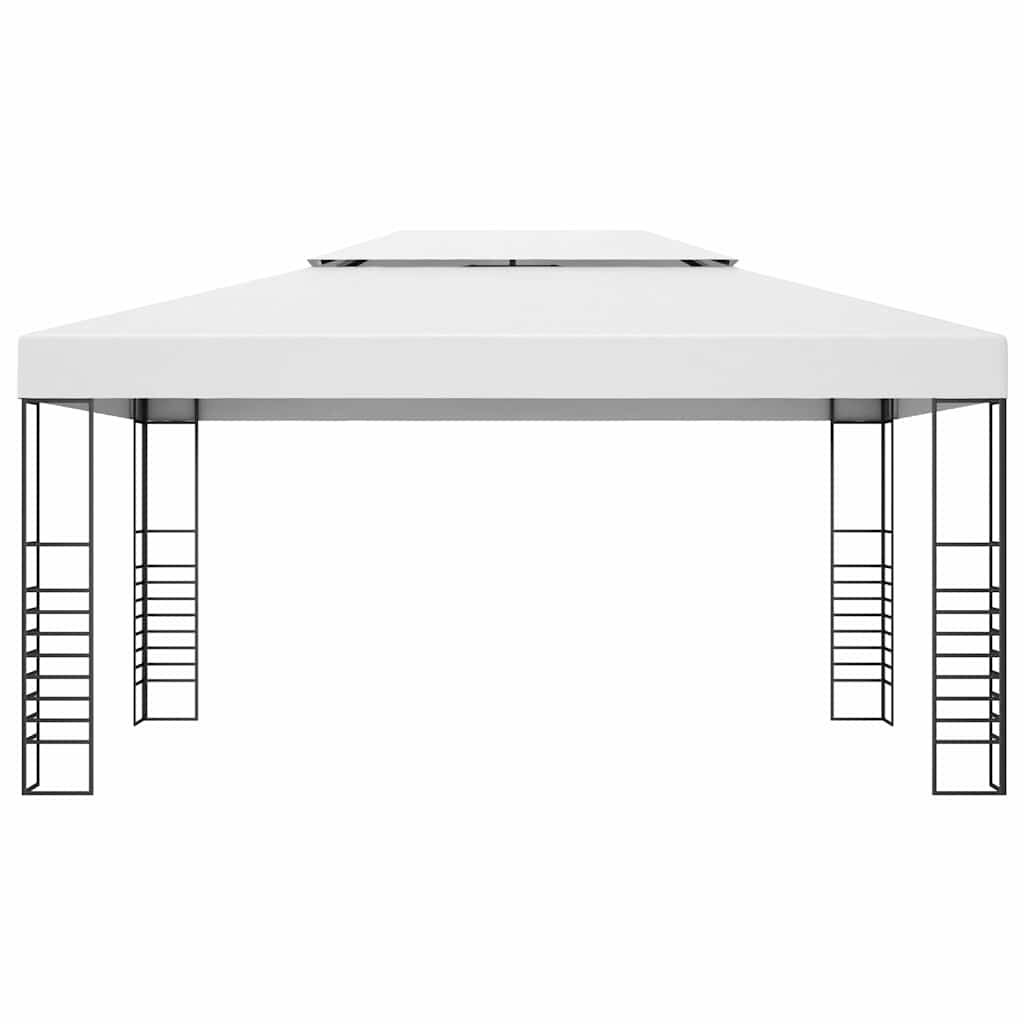 Fehér porszórt acél kerti pavilon 4 x 3 x 2,7 m 2
