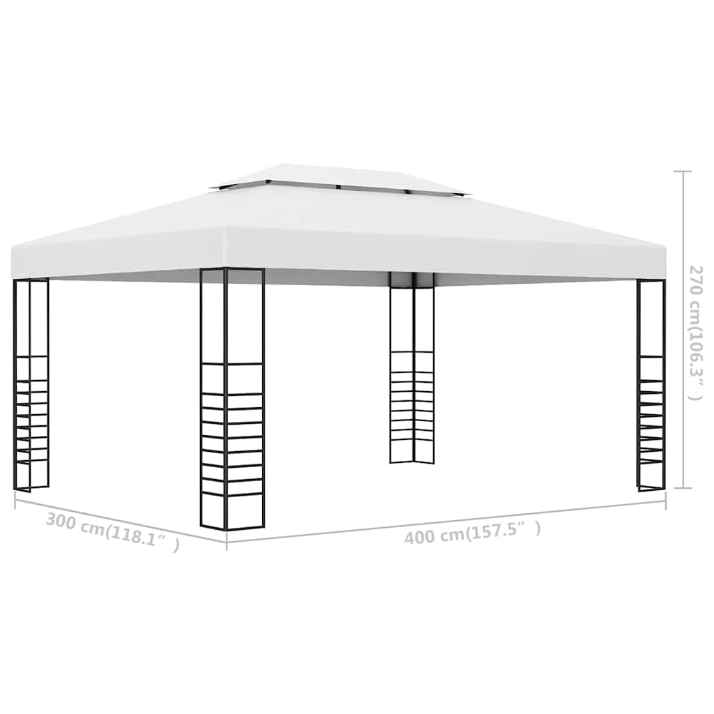Fehér porszórt acél kerti pavilon 4 x 3 x 2,7 m 6