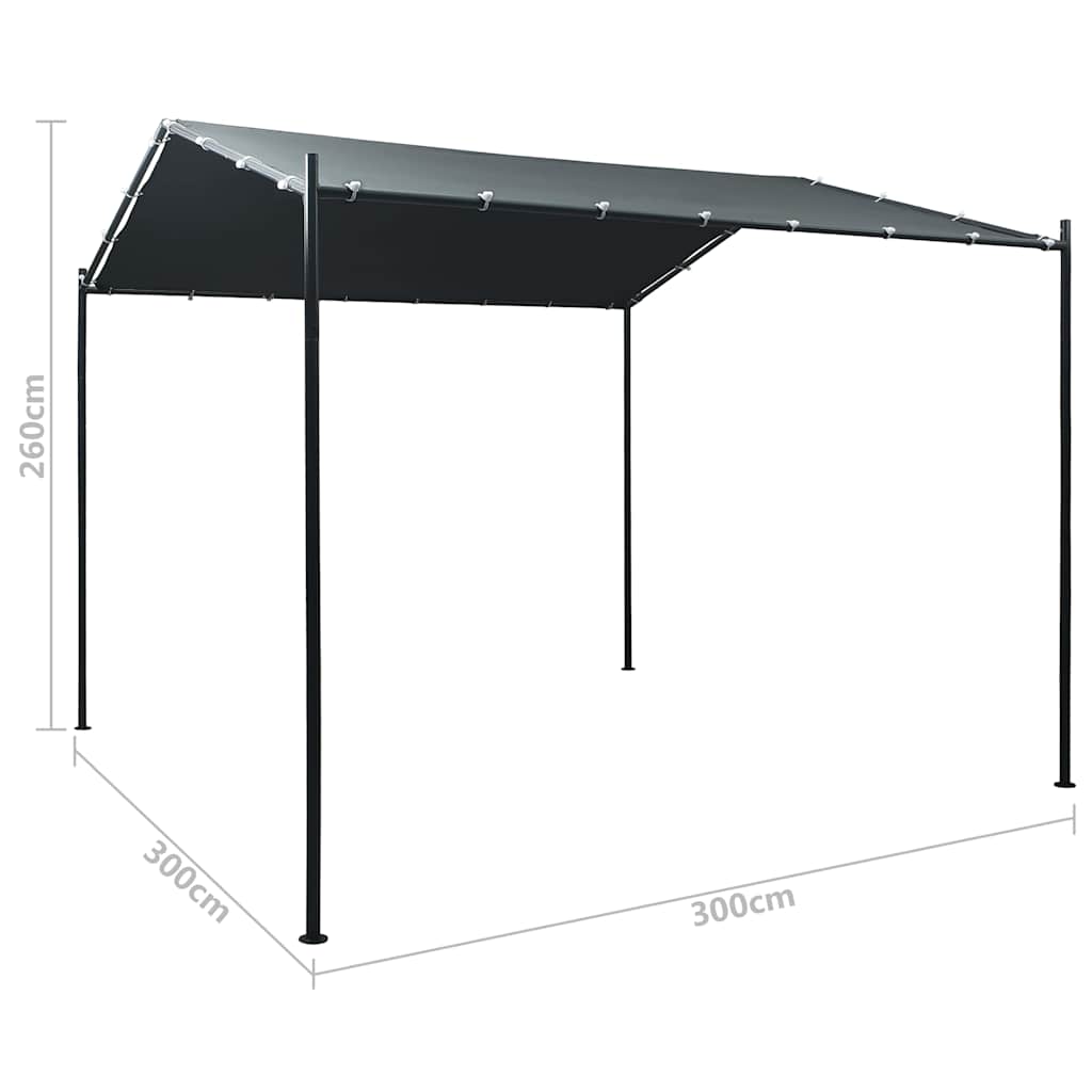 Antracitszürke kerti acélpavilon vászontetővel 3 x 3 m 8
