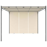 Krémszínű kerti pavilon oldalfüggönnyel 4 x 3 x 2,25 m 2