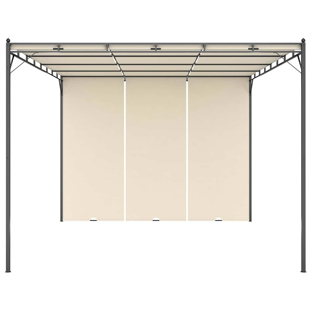 Krémszínű kerti pavilon oldalfüggönnyel 4 x 3 x 2,25 m 2