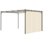 Krémszínű kerti pavilon oldalfüggönnyel 4 x 3 x 2,25 m 4