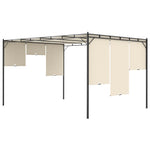 Krémszínű kerti pavilon oldalfüggönnyel 4 x 3 x 2,25 m 5
