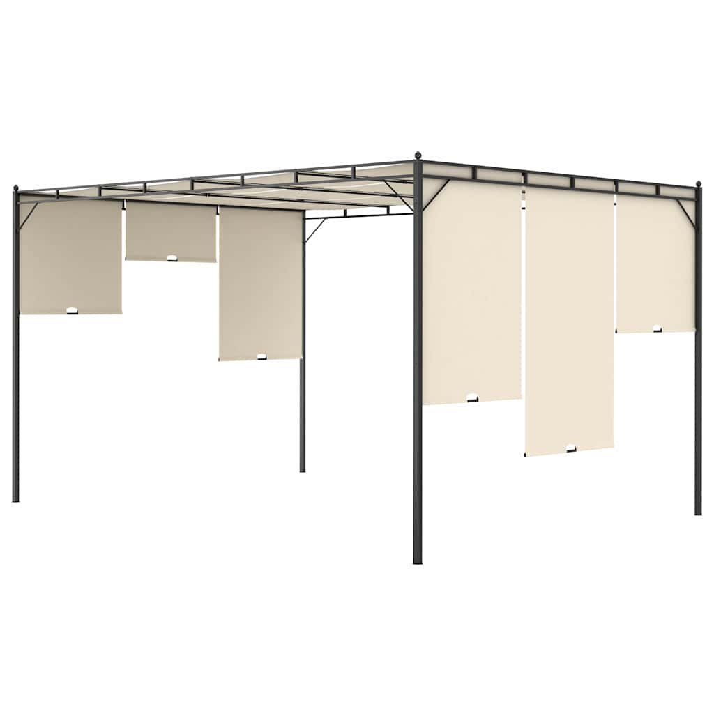 Krémszínű kerti pavilon oldalfüggönnyel 4 x 3 x 2,25 m 5