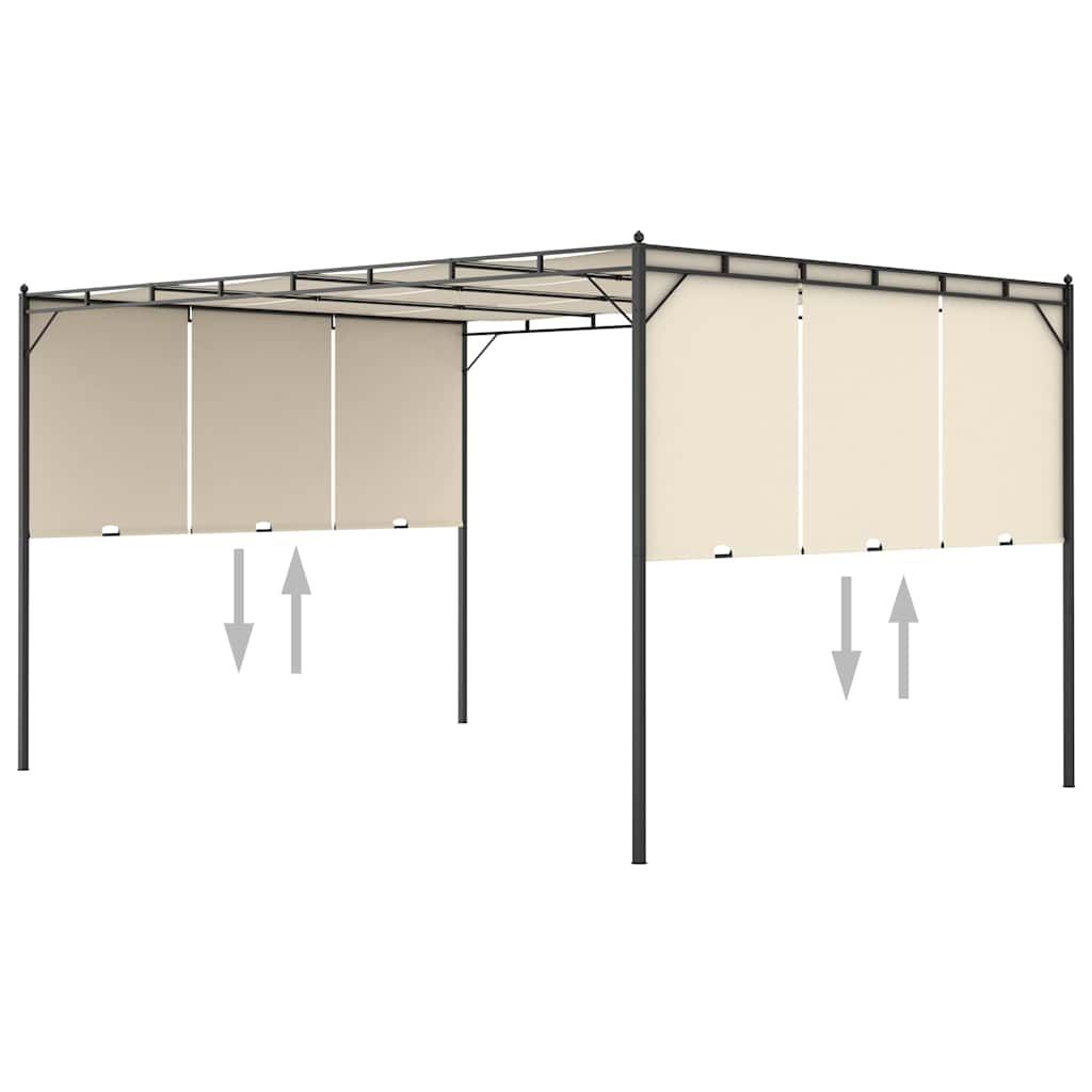 Krémszínű kerti pavilon oldalfüggönnyel 4 x 3 x 2,25 m 6