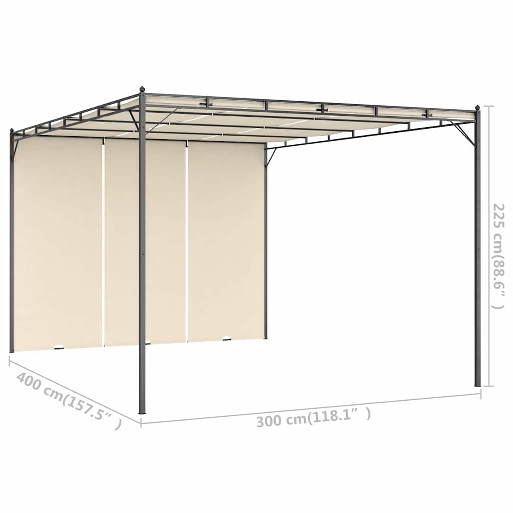 Krémszínű kerti pavilon oldalfüggönnyel 4 x 3 x 2,25 m 8